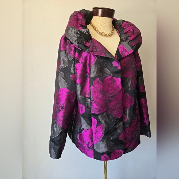 LAFAYETTE 148 Floral Dress Jacket - Pinky Purple and Gray. Size 14 - Picture 2 of 13